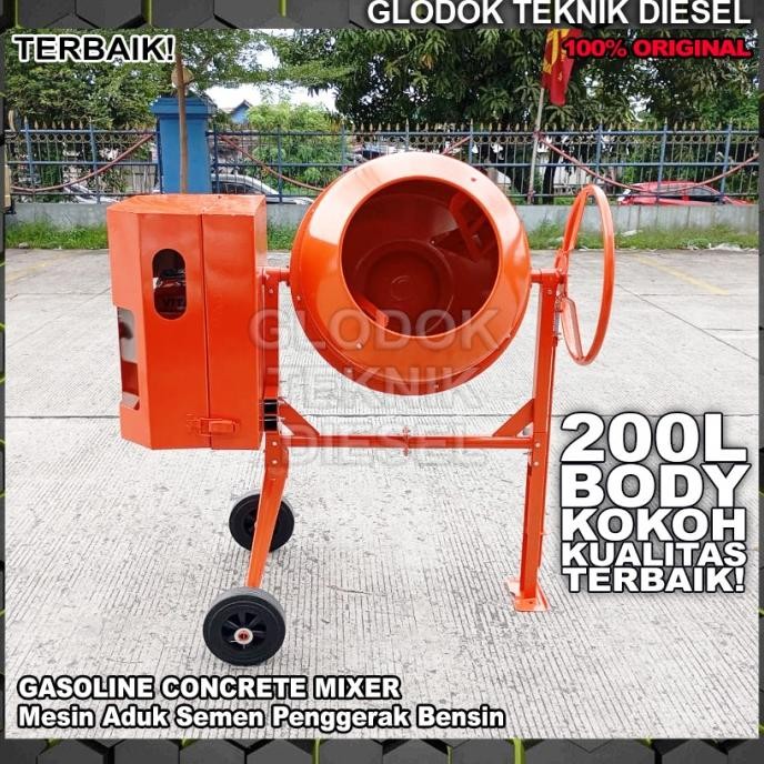 Best Mesin Molen Aduk Semen Cor Beton Penggerak Bensin 200 Liter Gasoline Engine Concrete Mixer Mach