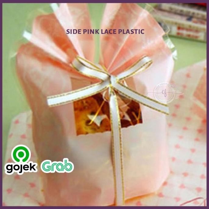 >>>>>] Kemasan Kue Kering Plastik Standing Pouch Side Pink Lace Plastic