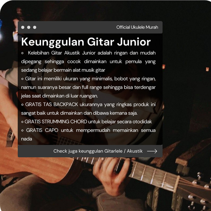 GITAR AKUSTIK 3/4 CORT MINI CUSTOM JUNIOR HITAM FULLSET ELEKTRIK