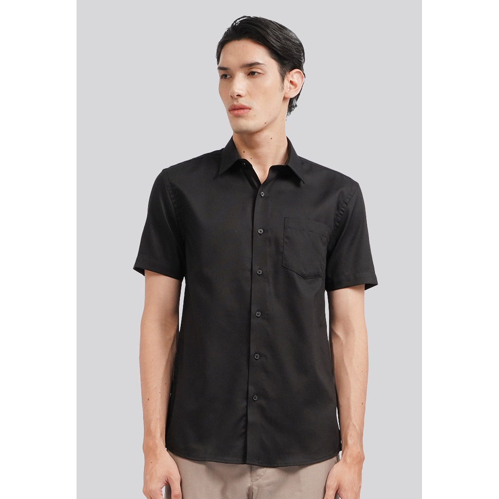 Executive Slim Fit Short Sleeve Basic Shirt Black