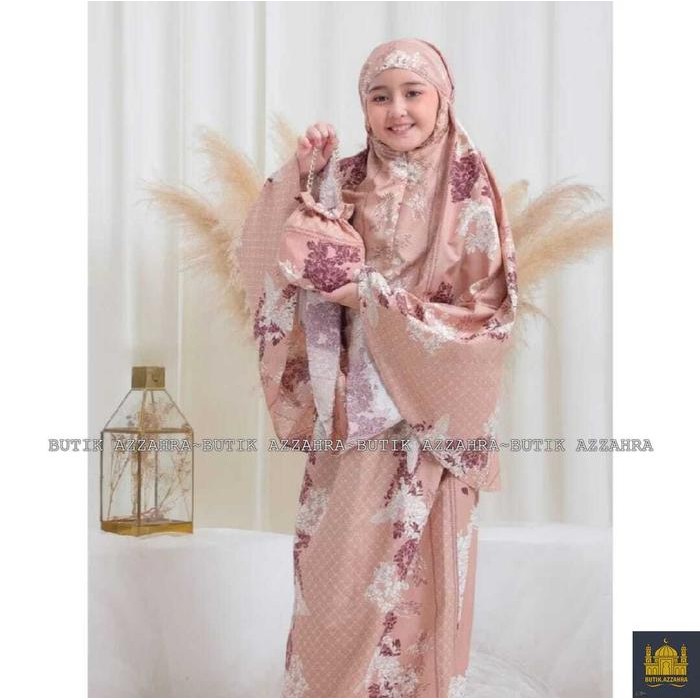 BUTIK.AZZAHRA MUKENA ANAK TANGGUNG ALENA 2IN1 RESLETING KATUN TRAVEL