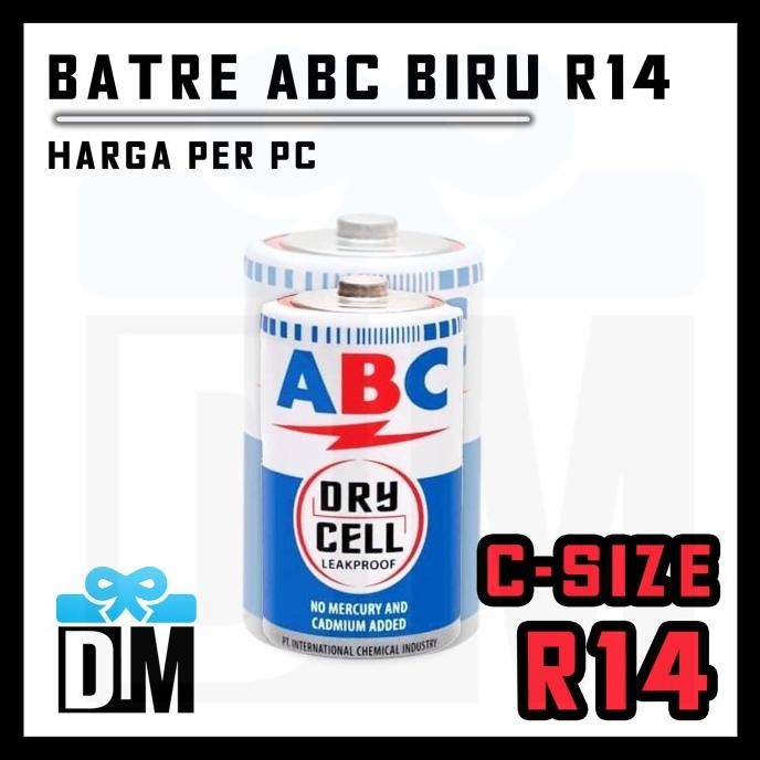 &<&<&<&] Batu Baterai Batre Kering Battery size Ukuran C atau R14 merk ABC BIRU