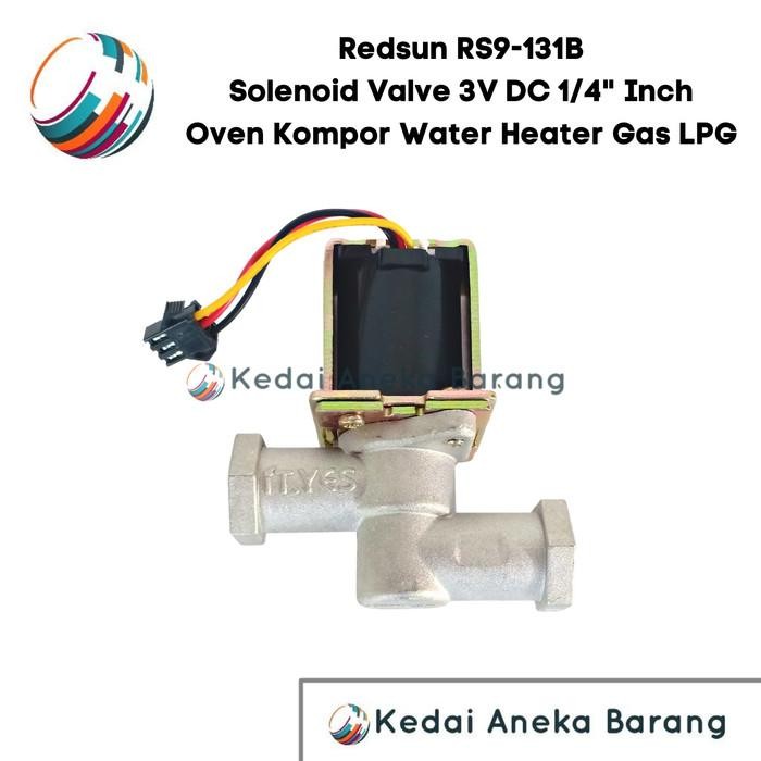 Solenoid Selenoid Valve Water Heater Kompor Oven Gas LPG 3V 1/4" Inch