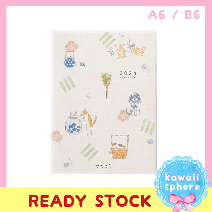 

Midori 2024 Datebook Cat Pattern A6 / B6 MD Planner 2024 Ready