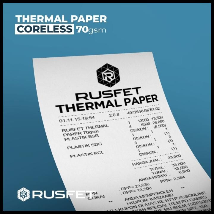 

Terlaris Paper Termal Kertas Thermal Printer Struk Kasir Pos Barcode Rusfet Good Quality