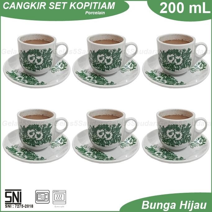 Terlaris 1 Set 6 Pcs Cangkir Kopitiam/Gelas Kopitiam/Cangkir Kopi/Cangkir Keramik/Cangkir Kopitiam P