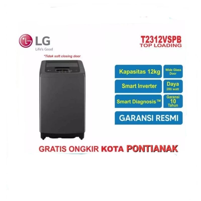 Mesin Cuci LG 1 Tabung 2312VSPB / 2312VSPM Mesin Cuci LG Top Loading 12kg Smart Inverter