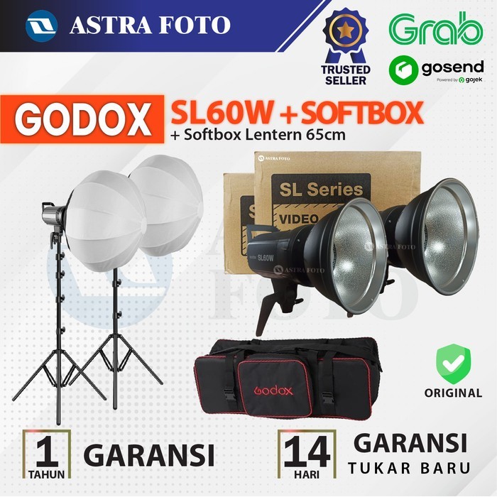 Paket Godox Sl60W + Softbox Lantern 65Cm + Lighstand - Sl60 - Sl 60 W Terlaris