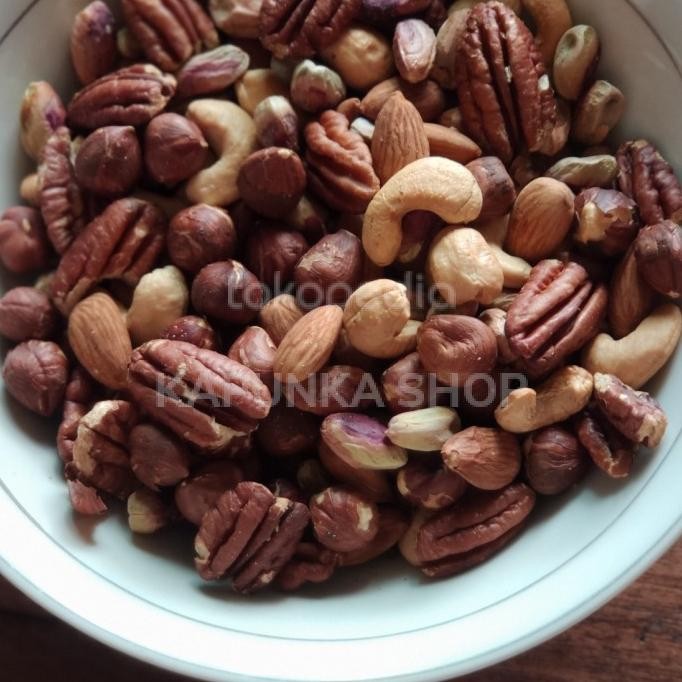 

Mix Nut 250gr ( Hazelnut Pistachio Pecan Almond Mede) Berkualitas