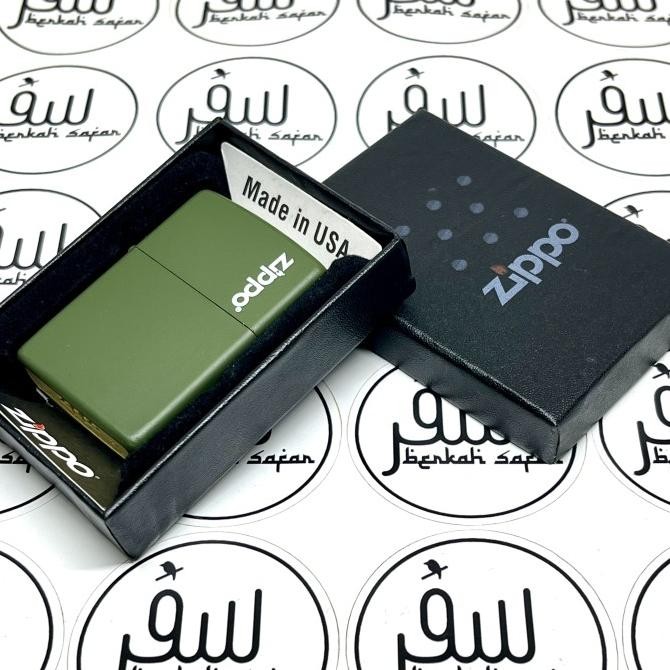 Baru Korek Zippo Hijau Matte Green Army Logo Lighter Original