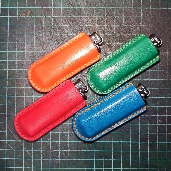 Baru case sarung korek api lighter cricket kulit handmade 1 warna terang