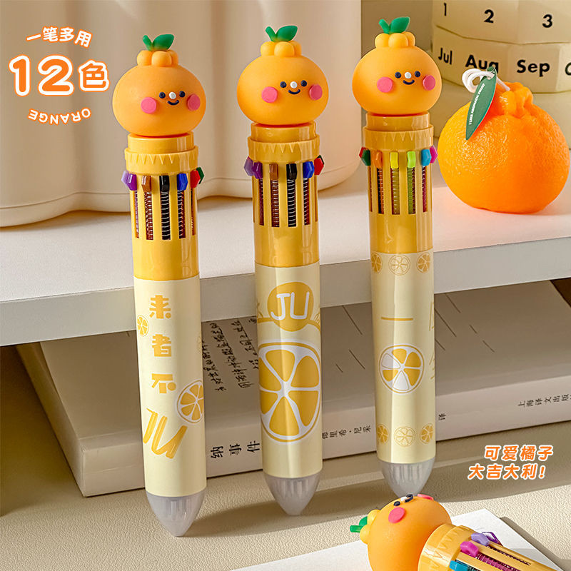 

Cute Orange Multi-color Ballpoint Pen for Students Note-taking Gel Pen