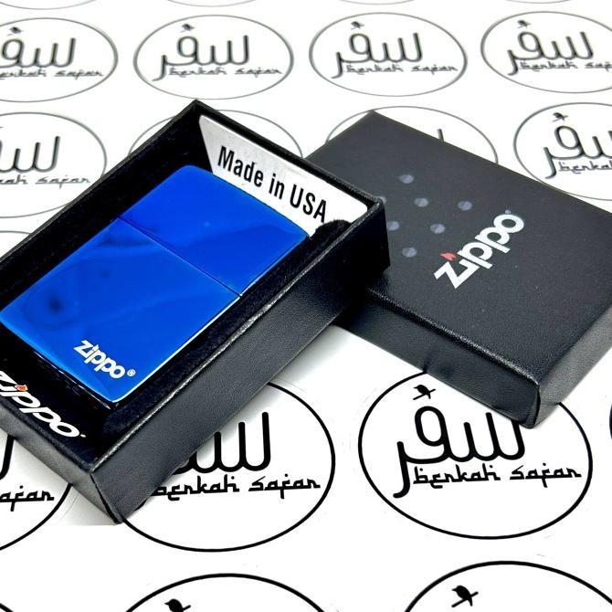 Baru Korek Zippo Blue Sapphire High Polish Windproof Logo Original