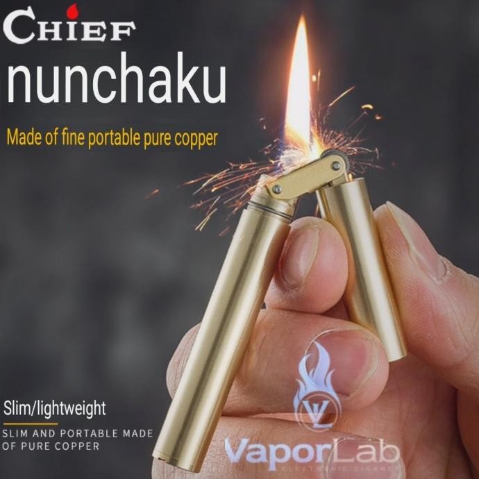 Baru korek api sumbu minyak vintage original CHIEF copper oil nunchaku lighter slim mini