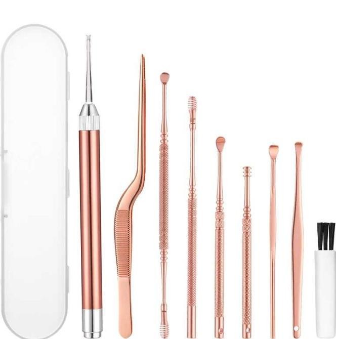 Baru Set Lengkap Alat Pembersih Telinga Korek Kuping Anak Ear Spoon Tool 9 PCS