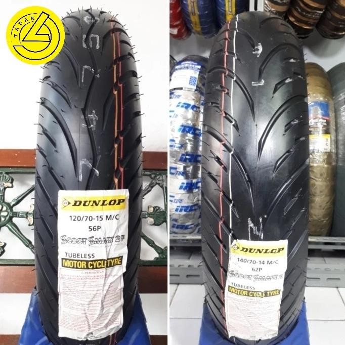 Ban Motor Dunlop Scoot Smart 2 Paket Xmax 120.70.15 Dan 140.70.14