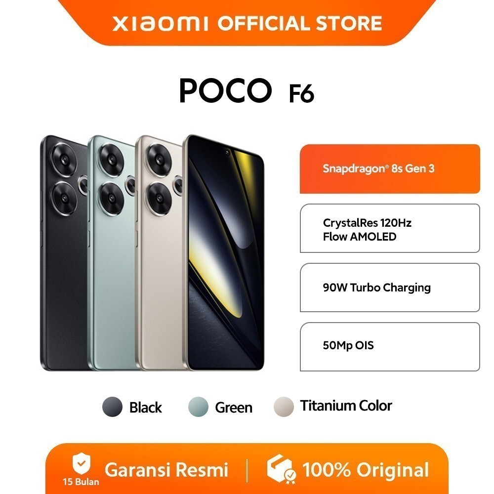 POCO F6 (8/256GB) (12/512GB) | Snapdragon 8s Gen 3 | LiquidCool Technology 4.0 dengan IceLoop | Layar AMOLED CrystalRes 120Hz Flow [ Official Store ]