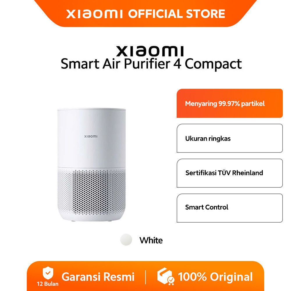 Xiaomi Smart Air Purifier 4 Compact | Menghilangkan Alergen | Filter 3-in-1 | Konsumsi energi rendah