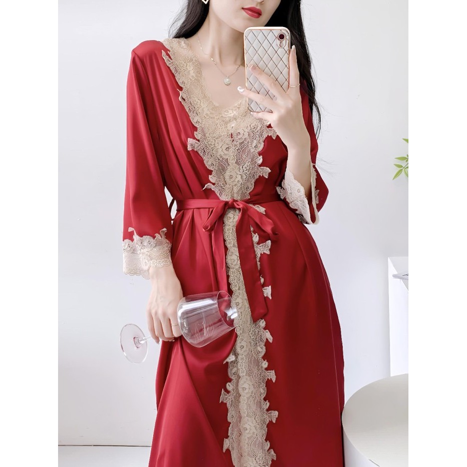 Luckymm - Baju Kimono Wanita Dewasa / Baju Tidur Wanita Jubah Outer 86