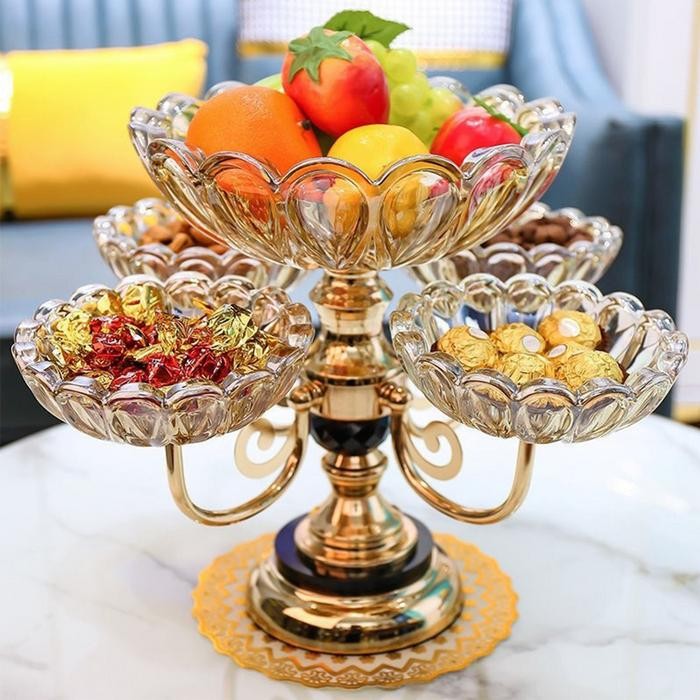 Piring Plastik Cantik Piring Buah Hiasan Kristal Plastik Piring Putar Kue Crystal Plastik Elegan