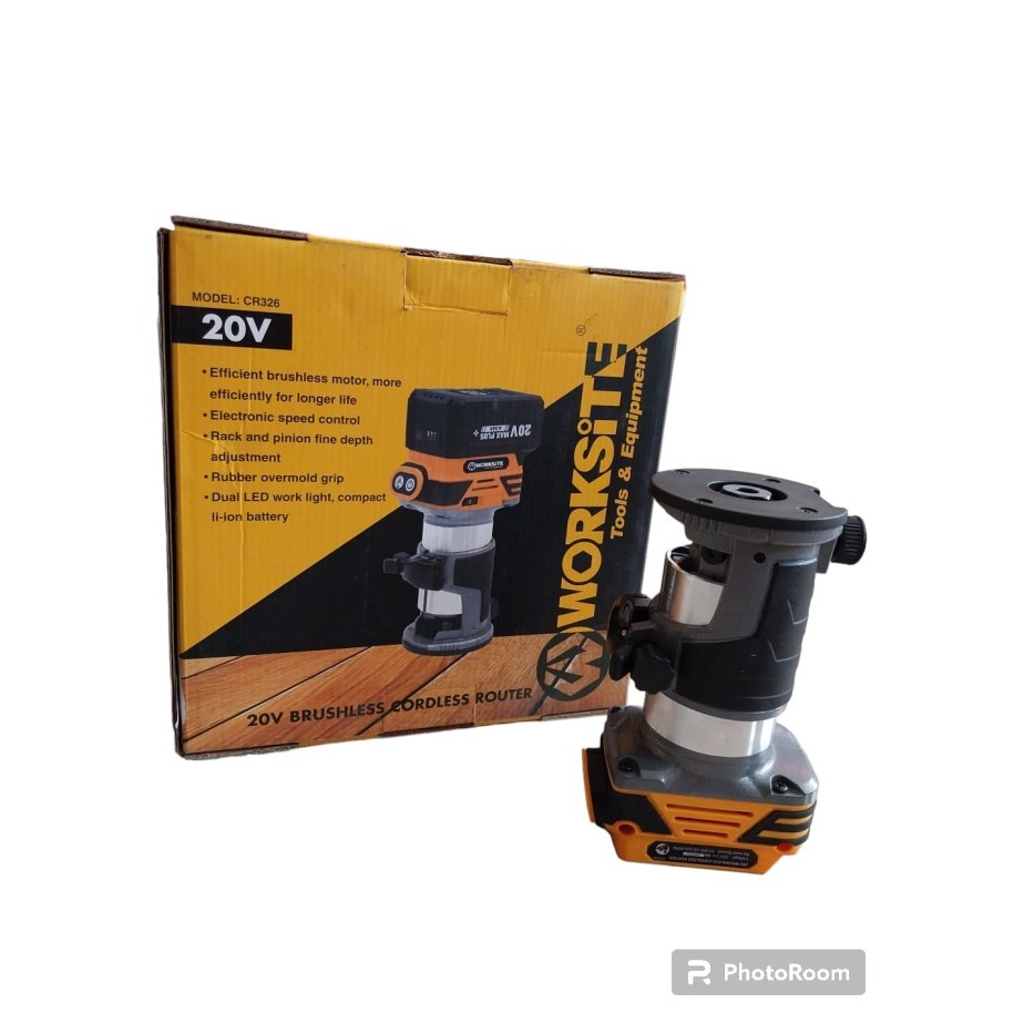Trimmer Cordless Brushless Router Profil Kayu Worksite CR326