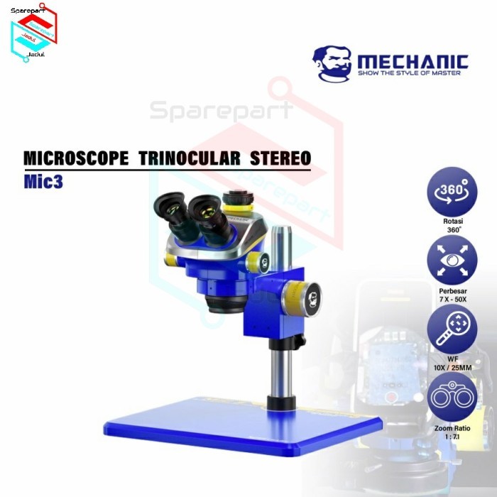 Mechanic MIC3 B11 Microscope Trinocular Stereo Original - Mikroskop Trinocular Stereo Teknisi Pemula