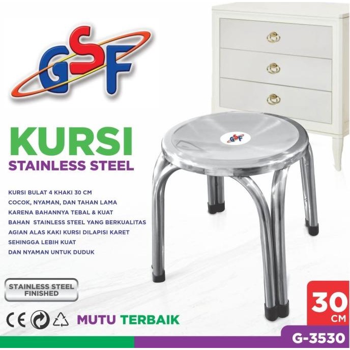 

New Kursi Bakso Stainless Steel Kantor Depot Anti Karat Kuat 47Cm 30Cm Gsf