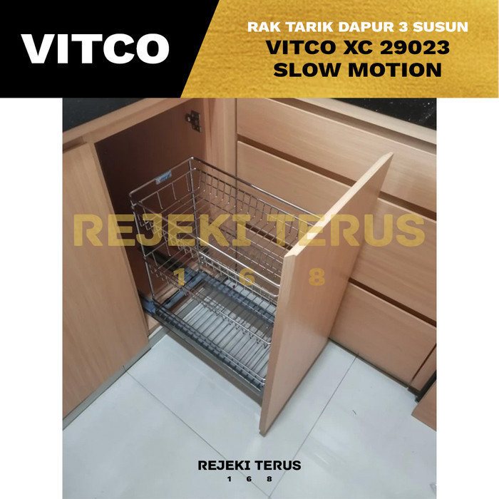 RAK IK DAPUR VITCO XC 29023 3 SUSUN SLOW MOTION BUMBU SAOS KITEN LACI IK STAINLESS