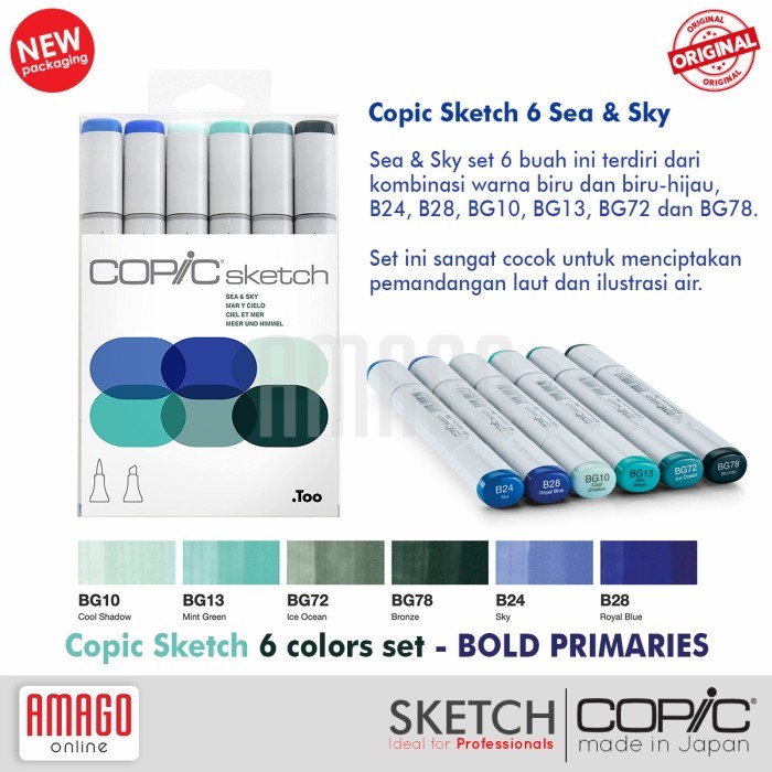 

COPIC SKETCH - SET ISI 6 WARNA - SEA & SKY - CSM/6SS