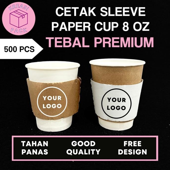 Sablon Sleeve Paper Cup - 500 Pcs