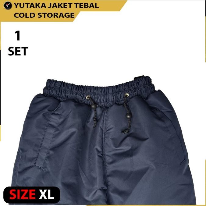 Jaket Cold Storage Tebal  warna biru navy satu set plus celana murah /  jaket gunung / jaket salju /