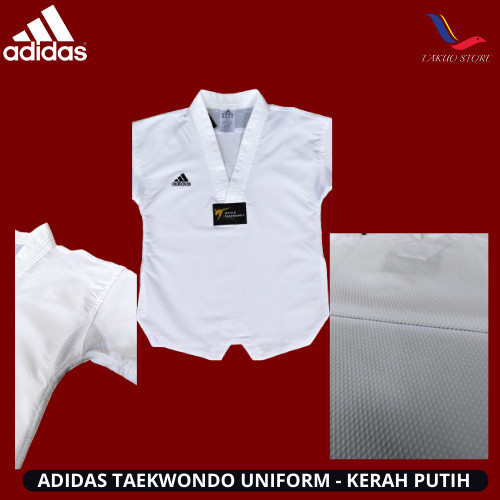 Terbatas.. Dobok Adidas Elite Fighter / Uniform Taekwondo / Adidas Kerah Putih