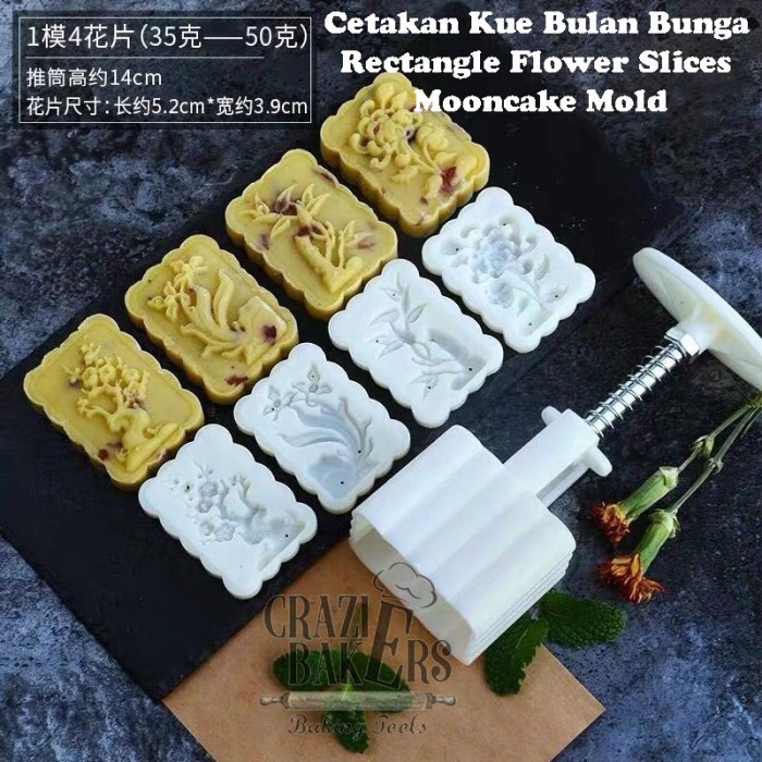

READY STOCK CETAKAN KUE BULAN BUNGA RECTANGLE FLOWER SLICES MOONCAKE MOLD
