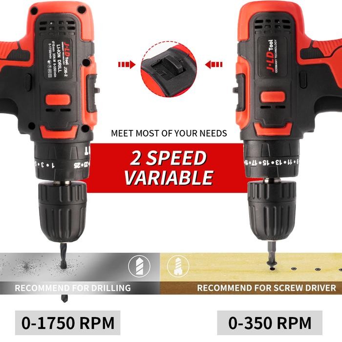 Jld Mesin Bor Baterai 36Vf Cordless Bor Mesin Bor Cas Bolak Balik/Kasus/Charger - Fullset Bor