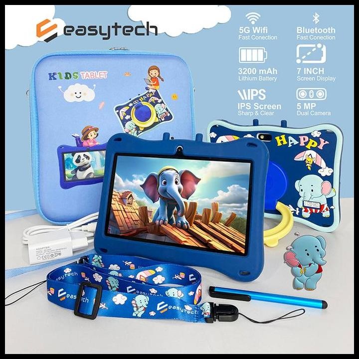 Terlaris Tablet Easytech E13 Kemasan Tas Tablet Android Belajar Anak Layar Sentuh 7 Inch Wifi Blueto