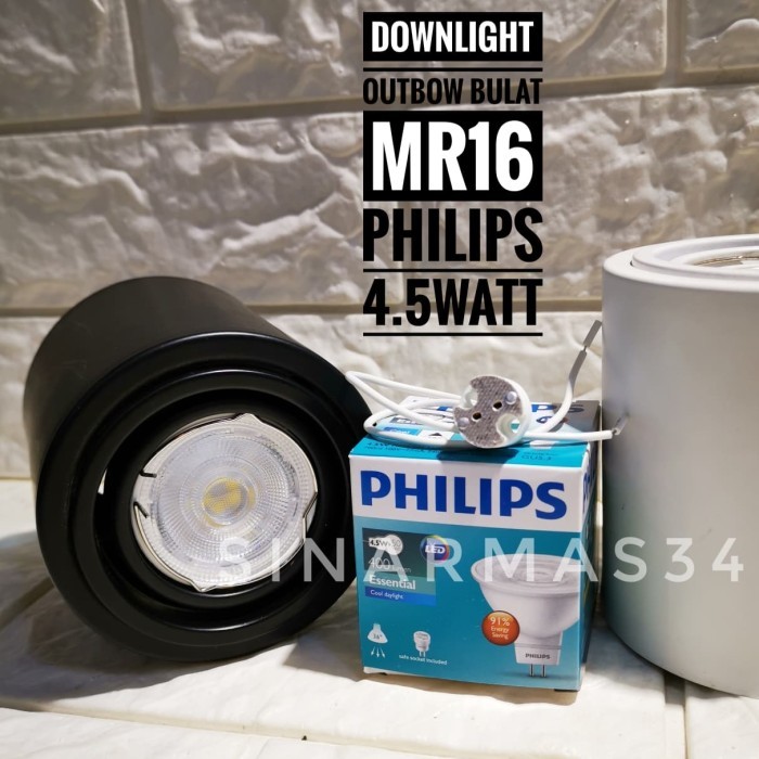 DownLight Outbow Bulat Philips MR16 4.5watt Halogen LED Rumah Lampu