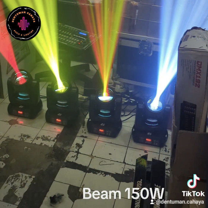 Paket Lighting moving beam 150w Cafe, Bar, Panggung, Moving Beam 150w Disco240 dmx Kabel dmx Bonus