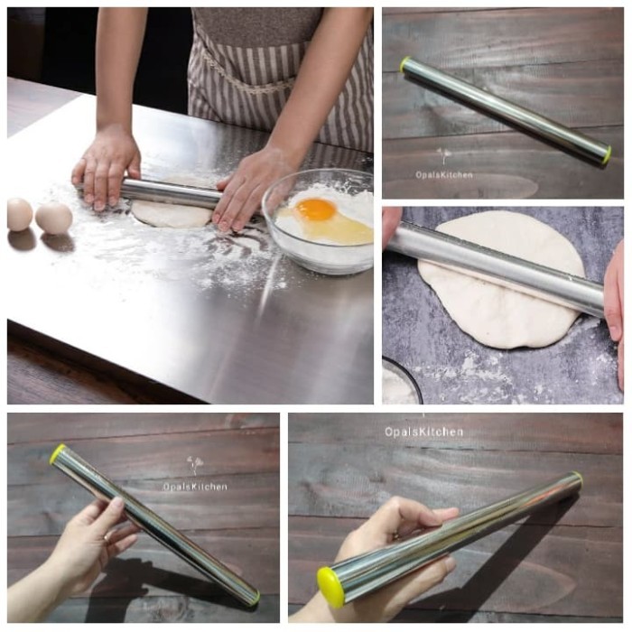 

BEST 30CM ROLLING PIN STAINLESS STEEL LURUS UNTUK ROTI BOLEN FONDANT PASTRY