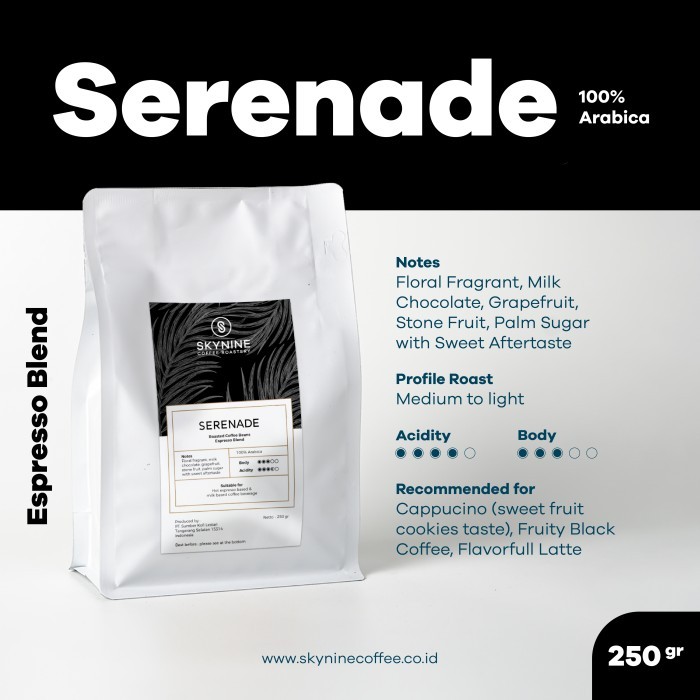 

Serenade Premium Blend Roasted Beans 250Gr