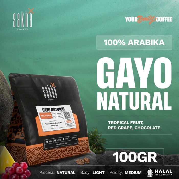 

Kopi Arabika Gayo Natural Arabica Coffee Roast Beans Manual Brew 100Gr