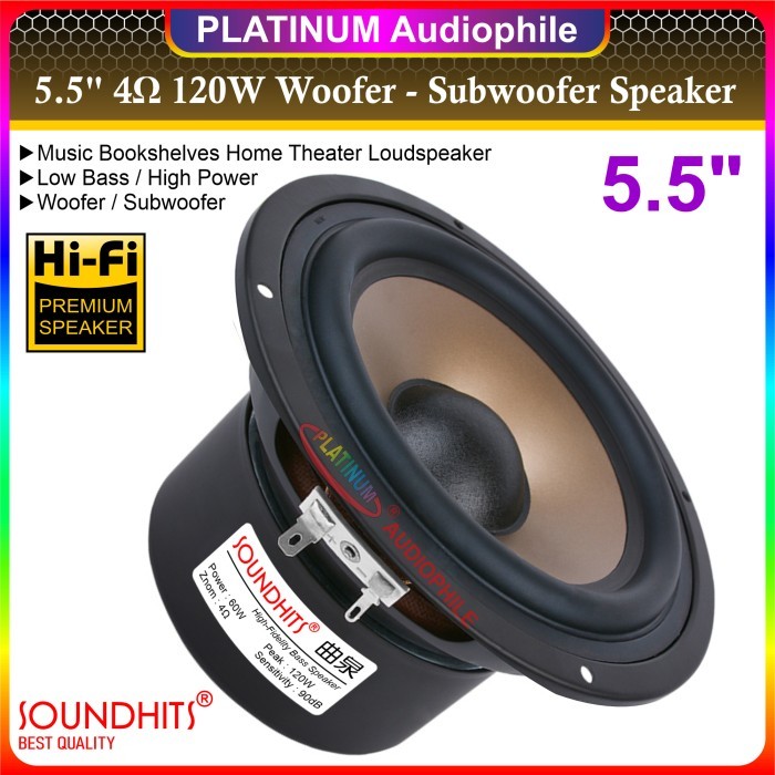 Speaker 5.25 Inch Subwoofer Woofer Bass 4 Ohm 160 Watt 5" Hifi Premium