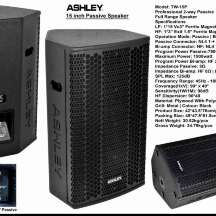 Speaker Pasif Ashley Tw15P Tw 15P Tw15 P 15 Inch Original