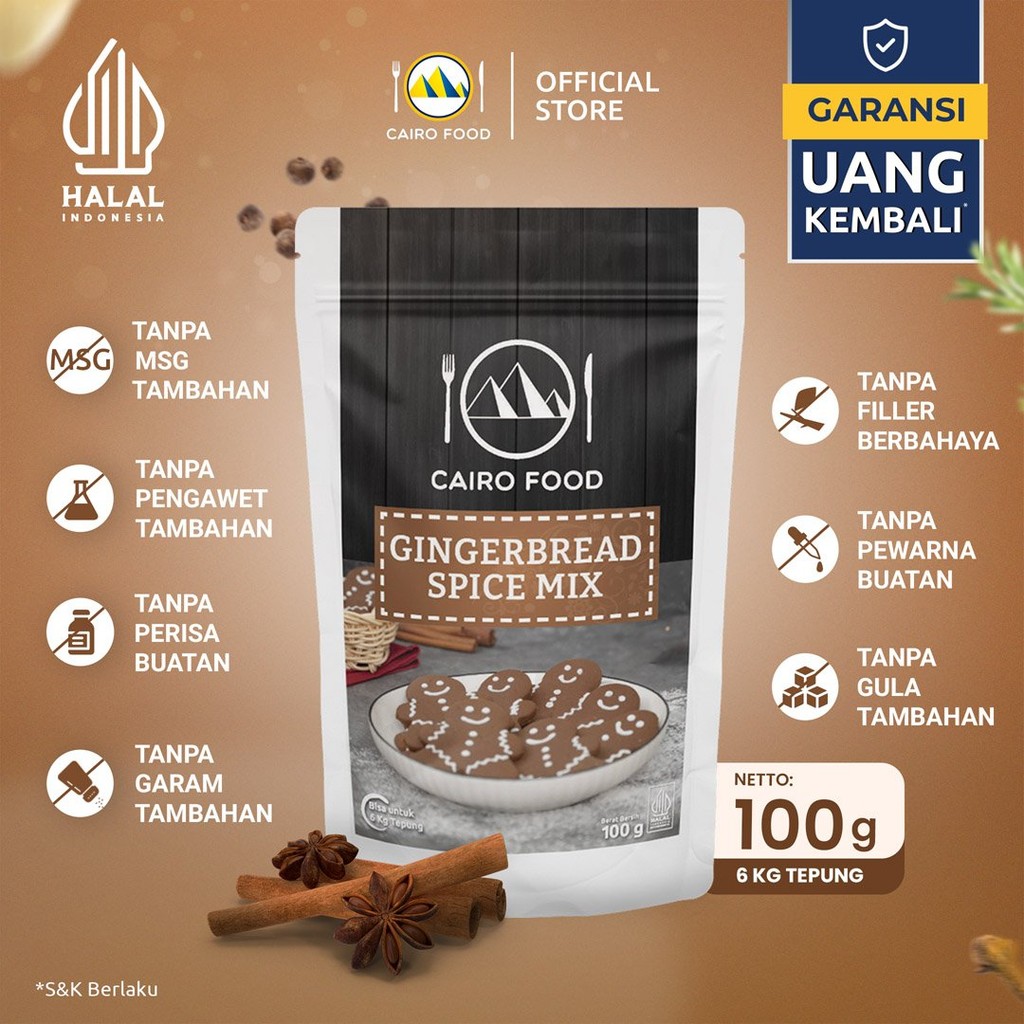 

Bumbu Gingerbread Sehat – Tanpa MSG, 100% Rempah Murni | Cairo Food - 100 gram