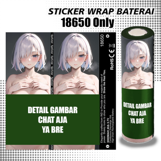 

Terlaris Storyelly Pelindung Baterai Stiker Anime Waifu H3ntai Wrap 18650 Garskin Custom Case Laminasi Tebal COD