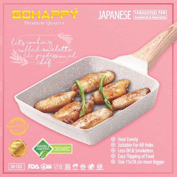 

TERBARU JAPANESE TAMAGOYAKI PAN CETAKAN KUE TELUR/PANCI EGG PAN GOHAPPY GHC53