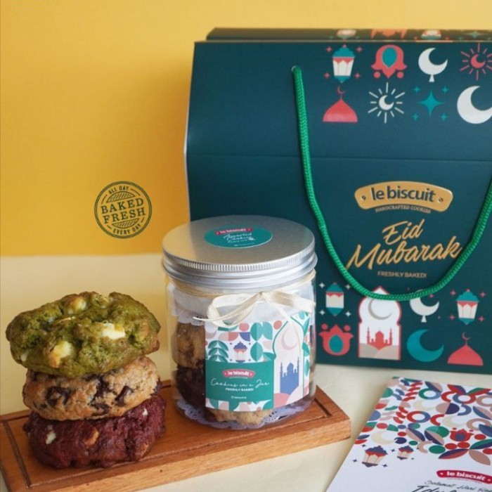 

New! le biscuit Parcel Hampers Lebaran Idul Fitri - 3 Giant Cookies 1 Jar Idul Fitri
