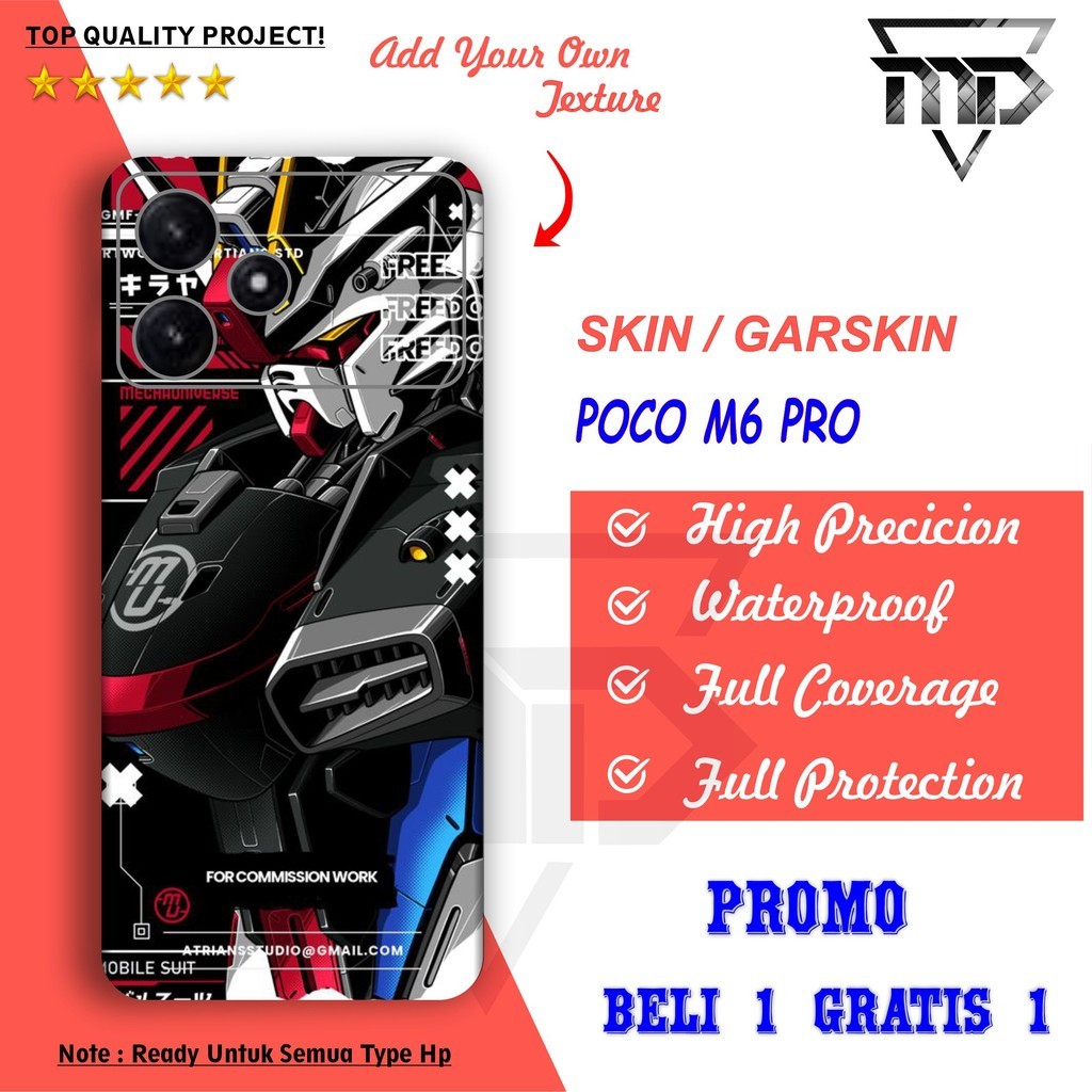 

Terlaris Poco M6 Pro Garskin Stiker Custom Case Laminasi Tebal COD