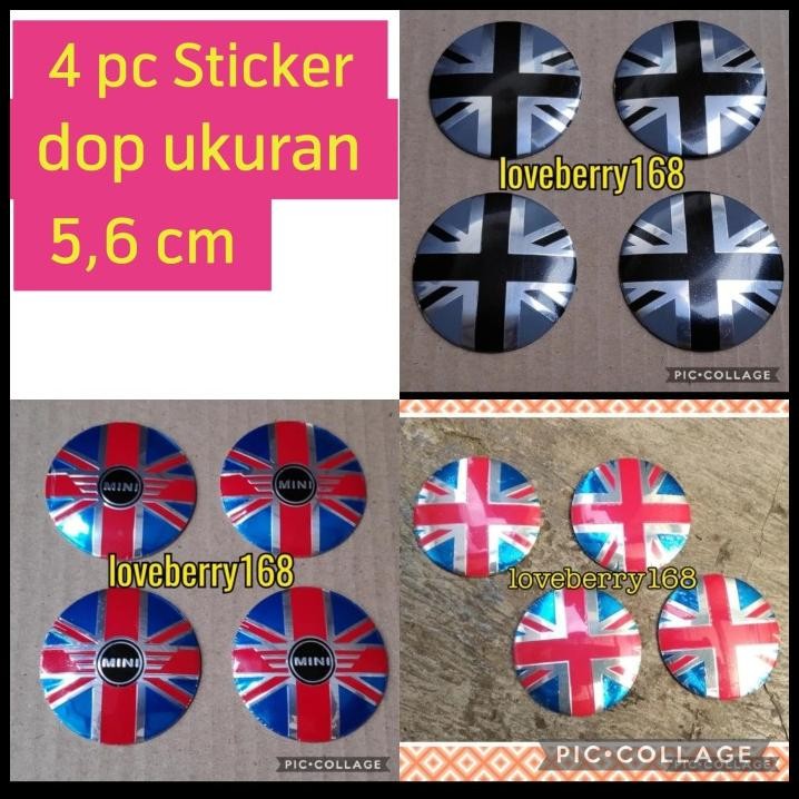 Sticker Stiker Lapisan Tutup Dop Velg Mobil Logo Union Jack Hitam