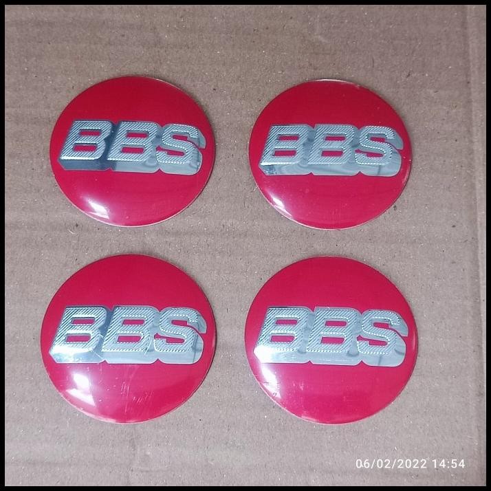 Sticker Stiker Lapisan Tutup Dop Velg Mobil Logo Bbs Merah 56Mm