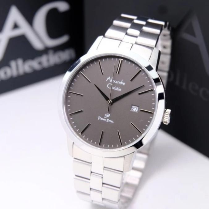 ALEXANDRE CHRISTIE AC1007 / AC 1007 SILVER BLACK JAM TANGAN ASLI